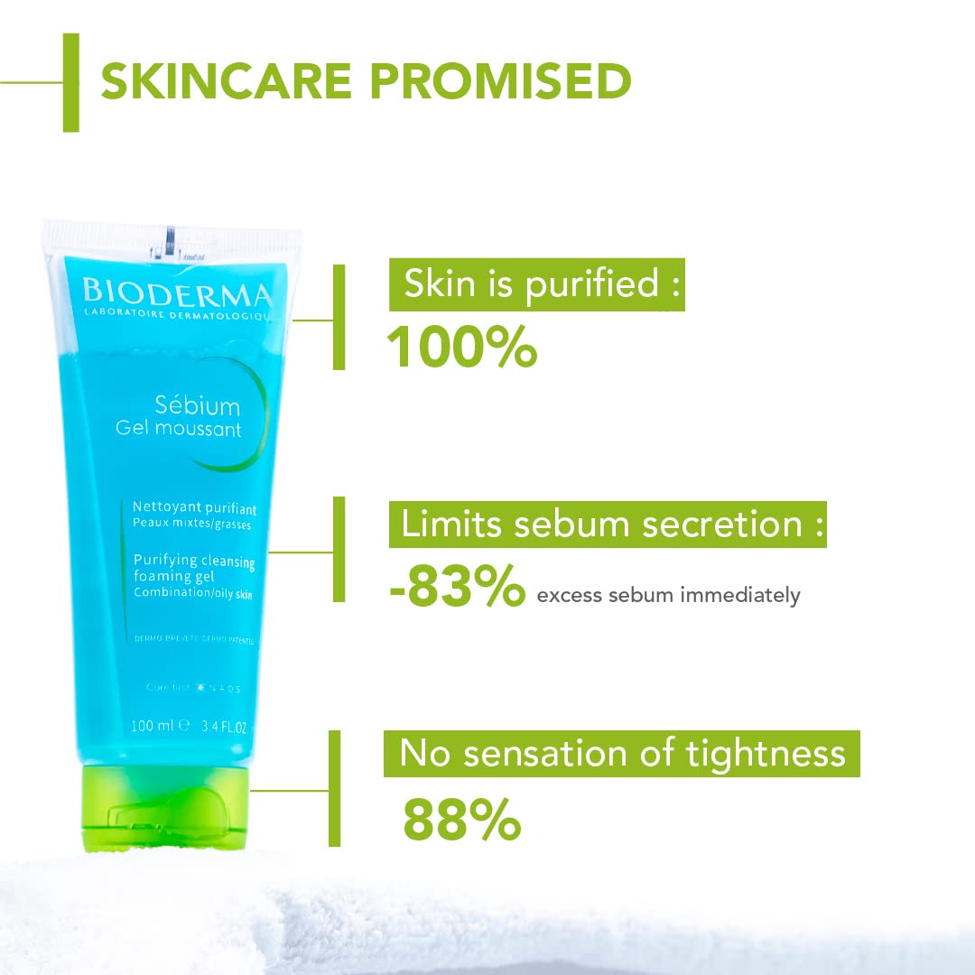 Bioderma Sebium Gel Moussant Purifying Cleansing Foaming Gel Combination To Oily Skin, 45ml