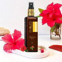 PYOURA Hibiscus Hair Mist Spray 100ml for Itchy Dry Scalp & Dandruff| Non Oily Heat protection Hair Mist Tonic Supports Hair Growth| Hair Serum Toner for Conditioning and Prevents Split Ends