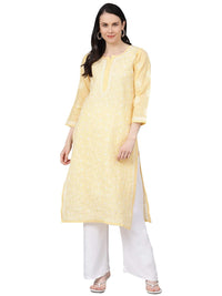Ada Hand Embroidered Lucknowi Chikankari Cotton Kurta Kurti for Women A411165