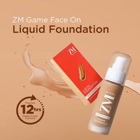 ZM Game Face on Liquid Foundation 12hour Long-lasting | Smudge-Proof | Transfer Proof | SPF 25 (Ivory)