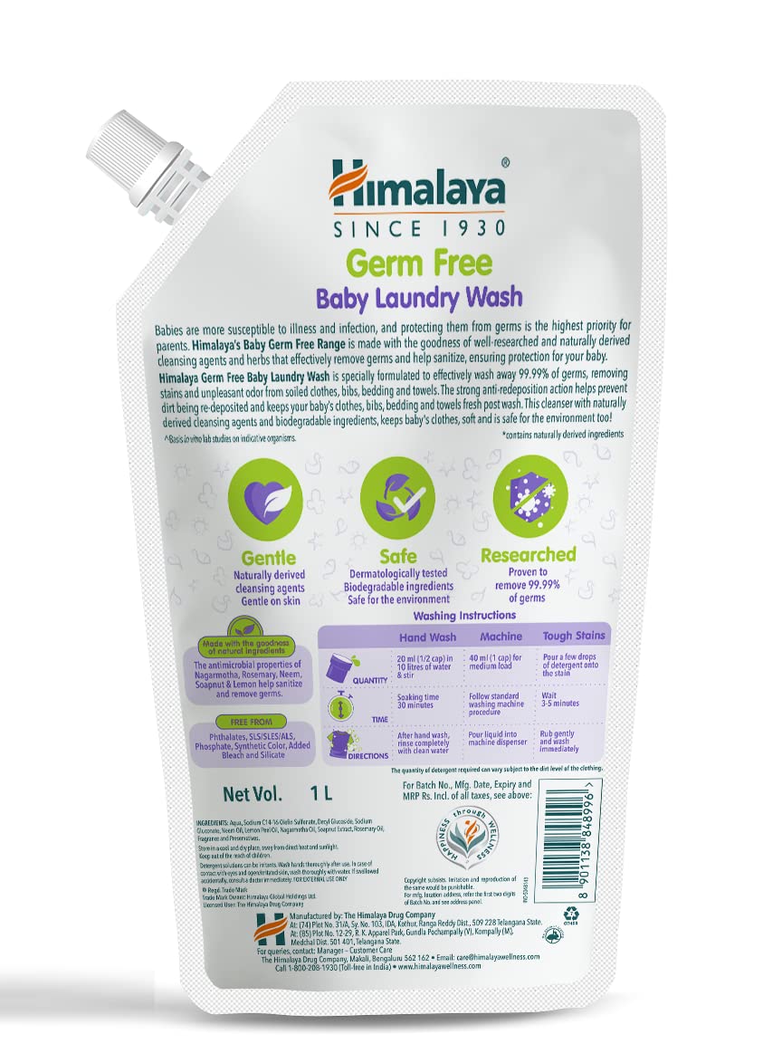 Himalaya Germ Free Baby Laundry Wash 1 L Pouch, White, (7004801) & Himalaya Baby Lotion 700ml