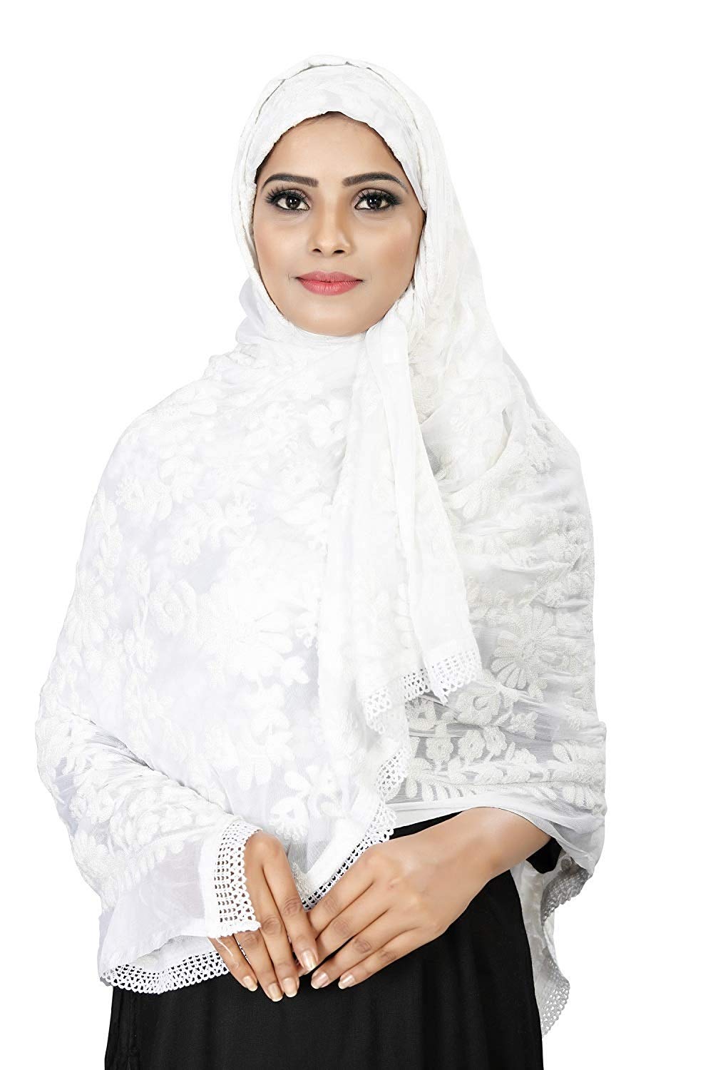 AKSHAR LLC Women's  Embroidered Chiffon Dupatta