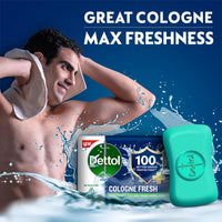 Dettol Cologne Fresh Bathing Soap Bar with 100% better odour protection- 150g Pack of 12, (600gm)