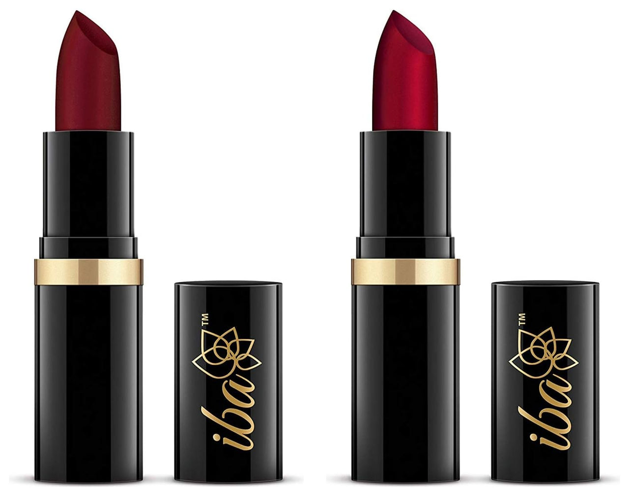 Iba Halal Care Pure Lips Moisturizing Lipstick Shade - A72, Maroon Burst, 4g and Halal Care Pure Lips Moisturizing Lipstick Shade - A65 Ruby Touch, 4g (Matte Finish)