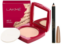 Lakmé Face It Compact, Pearl, 9 g & Lakmé Eyebrow Pencil, Black, 1.2g