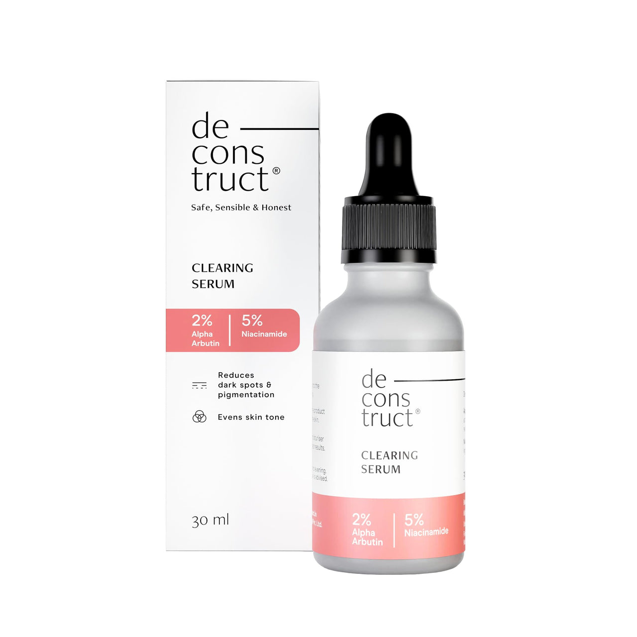 Deconstruct 5% Niacinamide Face Serum For Acne & Dark Spots With 2% Alpha Arbutin | Reduces Pigmentation | For Clear, Blemish-Free, Bright Skin | For Women And Men | Beginner Friendly | 30 Ml