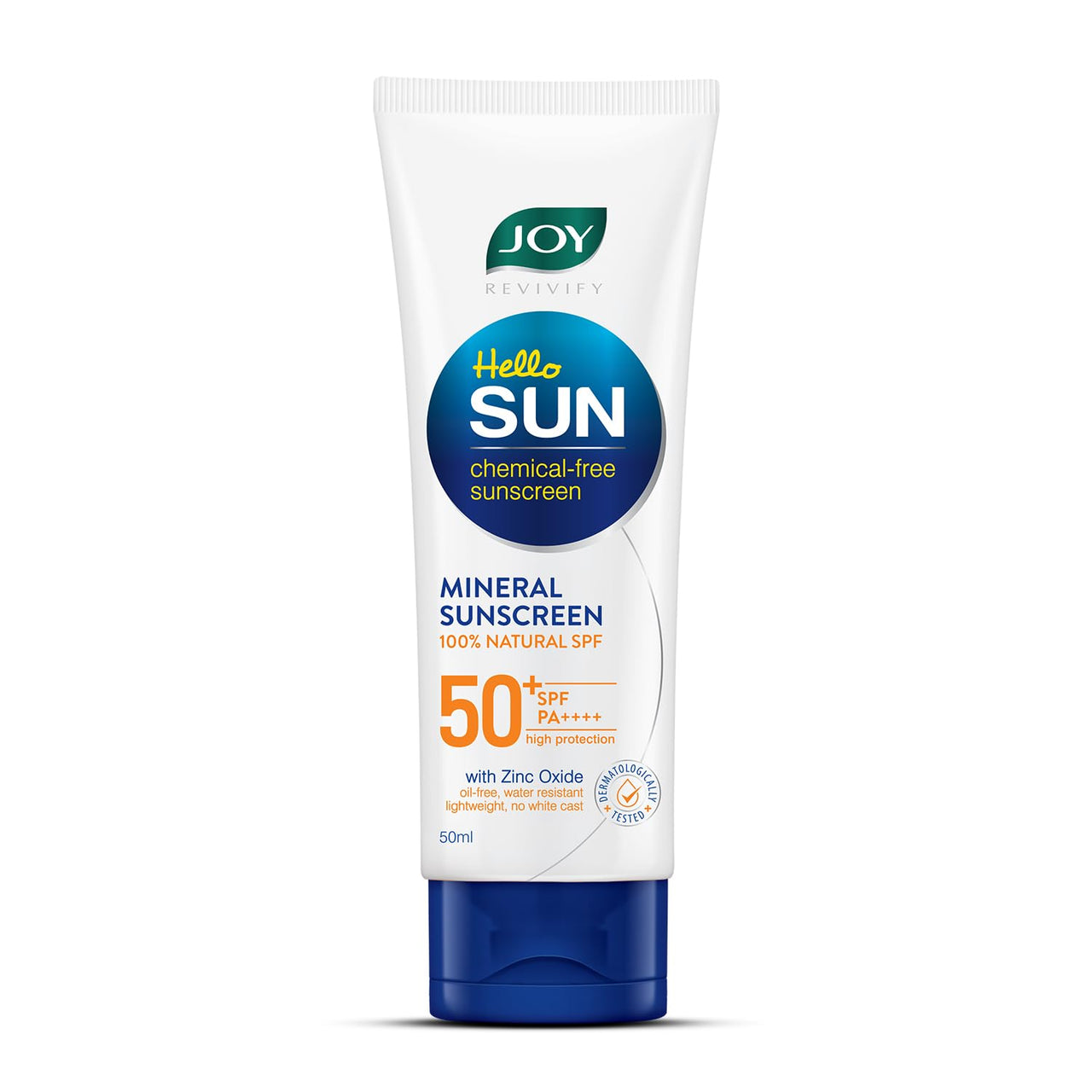Joy SPF 50 PA++++ Mineral Sunscreen For Oily Skin with 100% Natural SPF & Zinc Oxide 50ml | Oil Free, Lightweight & Zero White Cast | Chemical Free Sunscreen For Men & Women