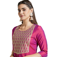 Kashish Women's  Viscose Embroidered Round Neck Straight Fit Kurta
