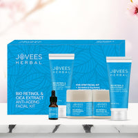 Jovees Herbal Bio Retinol & Cica Extract Anti Ageing Facial Kit For Ageing, Wrinkles, Fine Lines & Dark Spots With Bakuchiol Oil | 5 Step Facial Kit For All Skin Types 215g