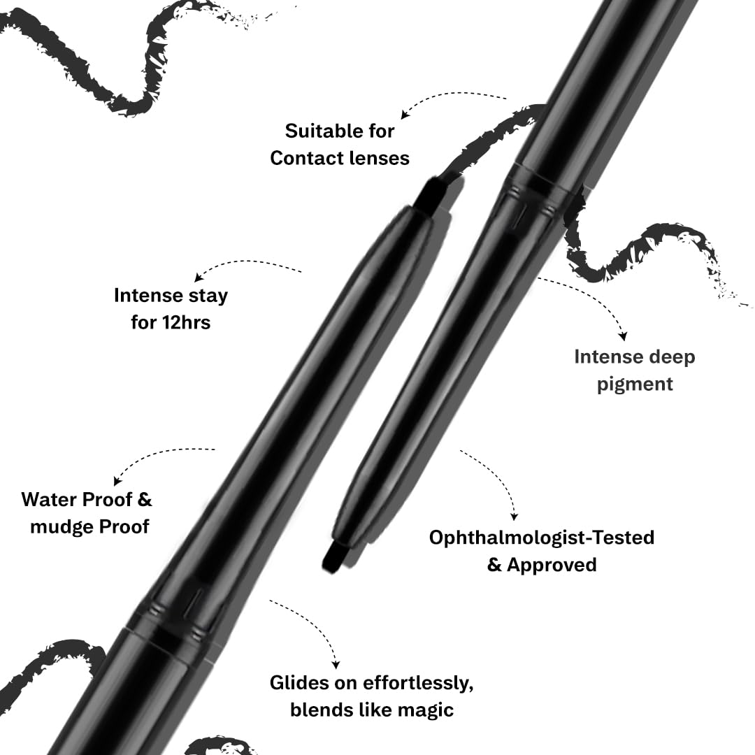 FLiCKA Breathtaking Eyes Twist Kajal Waterproof, Smudge Proof, Longlasting, Dermatologically approved, Intense Colour, White, 0.25g