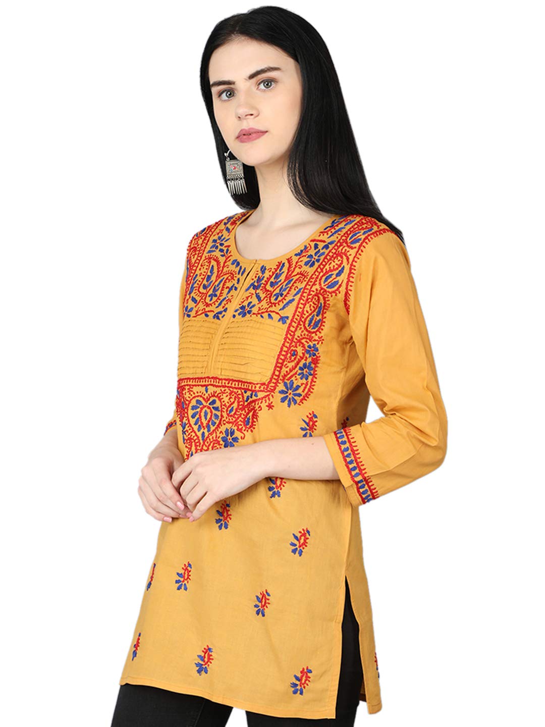 Ada Women's  Cotton Top Hand Embroidered Lucknowi Chikankari Tunic Kurti