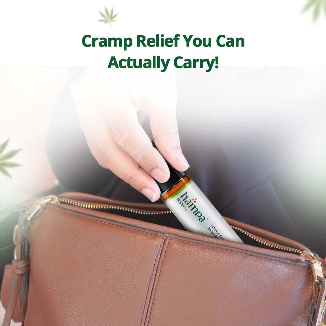 Hampa Intense Cramping Relief Roll-On 10ml | Ayurvedic Period Pain Relief Oil for Menstrual Cramps | With Vijaya Extract, Hemp, Peppermint & Marjoram | Fast-Acting Natural Formula | 100% Herbal