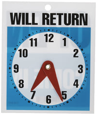 Headline Sign Double-Sided Open/Will Return Sign with Clock Hands, 5