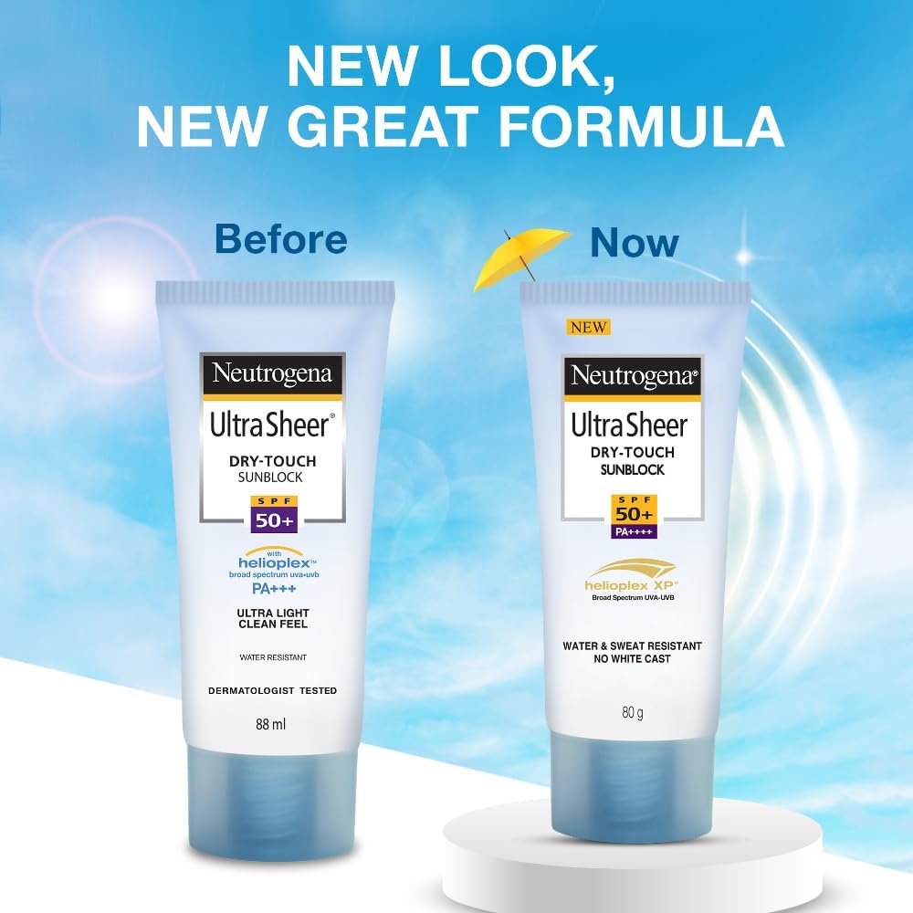 Neutrogena Ultrasheer Sunscreen For All Skin Types Spf 50+, 80G (Pack Of 2)