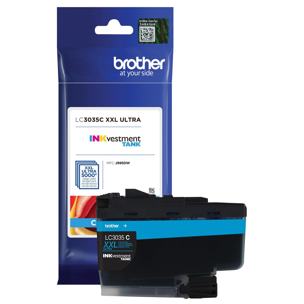 Brother Genuine LC3035C, Single Pack Ultra High-Yield Cyan INKvestment Tank Ink Cartridge, Page Yield Up to 5,000 Pages, LC3035, Dash Replenishment Cartridge