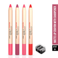 Shryoan Long Lasting Lip Crayon Matte Lipstick Set Of 4 | Non Transfer & Water Proof Lipstick | Full Coverage & Moisturizing Finish (SHADE B) (3.8gm X 4)
