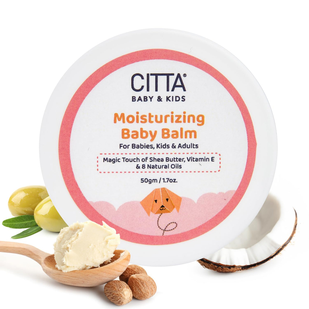CITTA Moisturizing Baby Balm for Face and Body For Babies, Kids and Adults With 8 Natural Oils | Shea Butter & Vitamin E | Travel Friendly Pack (50 g - Pack of 1)