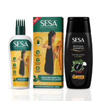 SESA Ayurvedic Hair Oil 200Ml + Ayurvedic Medicinal Shampoo 200Ml Combo Pack Control Hair Fall Nourishes Scalp Help Hair Growth For Men & Women