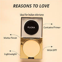 FLiCKA Cover To Conquer Compact Powder For Velvet Matte Finish, Long-Lasting, Smooth Finish| Absorbs Oil, Waterproof Formula, Prevents Creasing| 05 Coffee, 9g