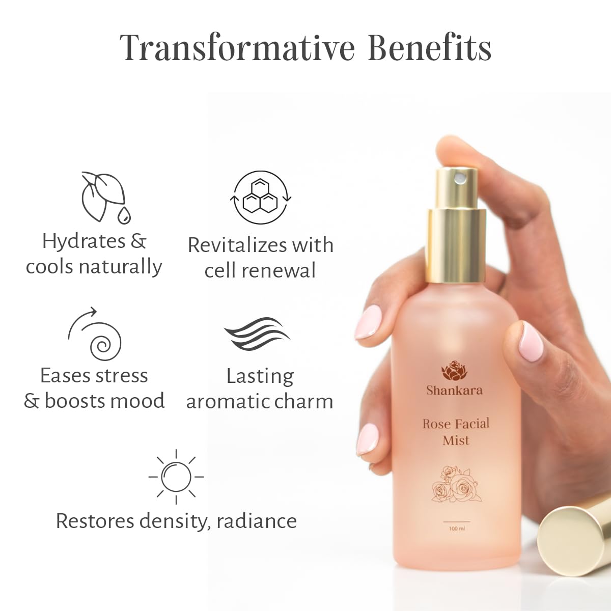 Shankara Rose Facial Mist With The Goodness Of Rose For hydration and cooling - 100 ml