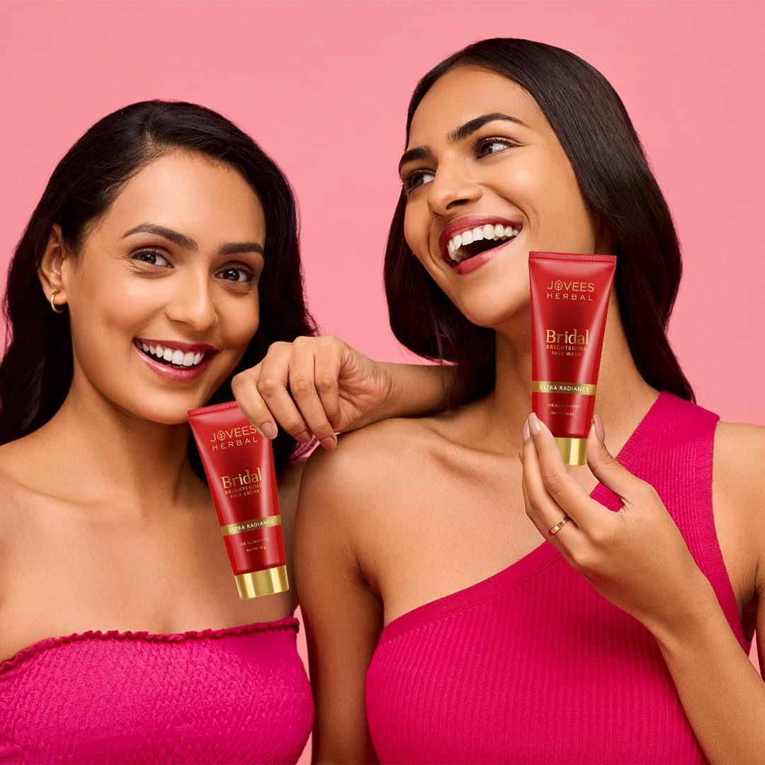 Jovees Herbal Bridal Face Wash 120ml | Ultra Radiance | Hydrating and Bridal Crème 60g | For Natural Glow and Brightness (2 Item in the set)