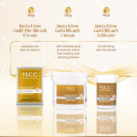 VLCC Insta Glow Gold Bleach - 30g X 4 (Pack of 4) - With Colloidal Glow For Glowing Fairness | Skin Brightening Bleach | Perfect Skin Match, Reduces Facial Hair Visibility, Brightens Complexion