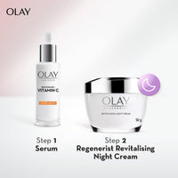 Olay Regenerist Revilatising Night Cream | Hydrated, Plump, Bouncy Skin | With Hyaluronic Acid, Niacinamide and Peptides | Normal, Oily, Dry, Combination Skin | 50g