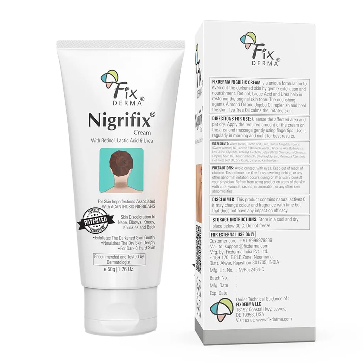 Nigrifix Cream For Dark Body Parts like Neck, Ankles, Knuckles, Armpits and Elbows - 50g