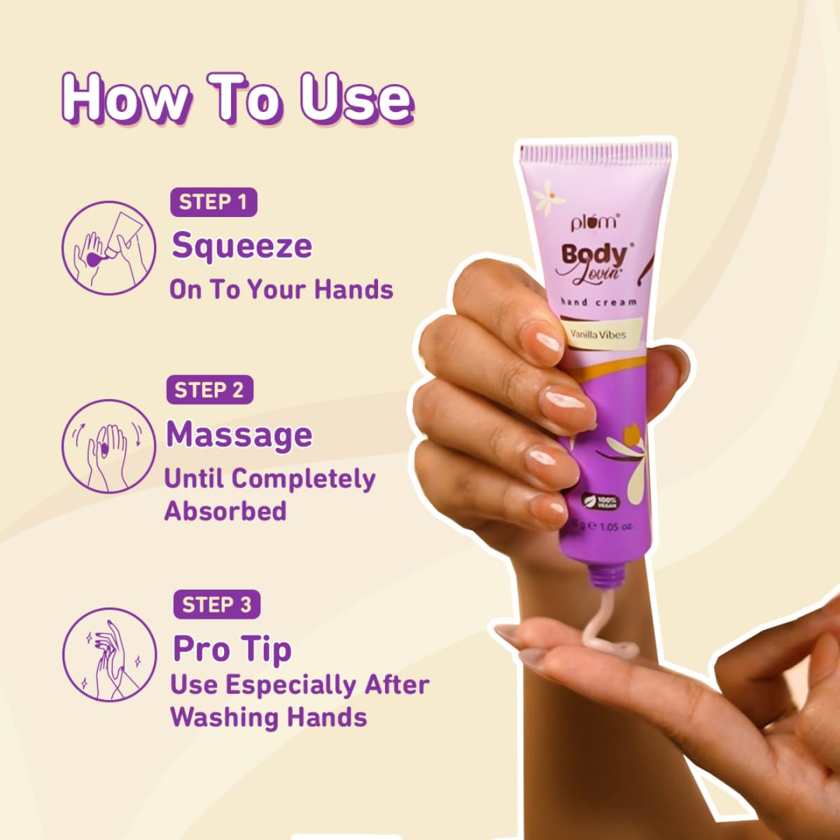 Plum BodyLovin' Vanilla Vibes Hand Cream | Ultra Moisturizing With Shea Butter | Non-Greasy & Lightweight | Irresistible Warm Vanilla Fragrance | Travel Friendly | 30g