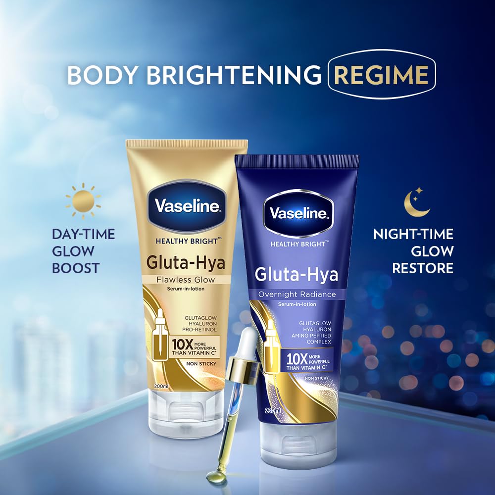 Vaseline Gluta-Hya Overnight Radiance, Serum-In-Lotion, Boosted With Amino Peptide, 200ml