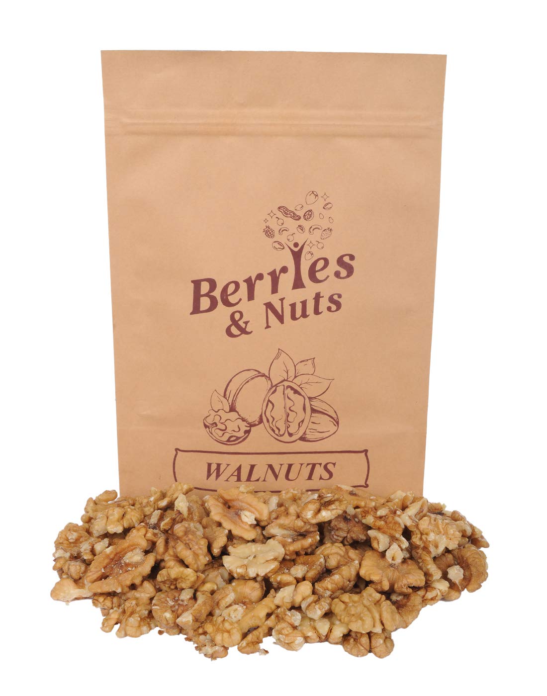 Berries And Nuts Premium Jumbo Snow White Walnut Kernel Without Shell 750 Grams | Akhrot Giri, Akrot Magaz | (3 Pack of 250 Grams)