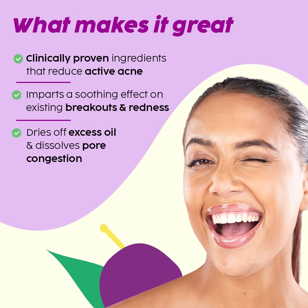The Plant Fix Plix 0.5% w/w Salicylic Acid Jamun Face Wash Cleanser Gel For Active Acne & Oil Control, For Breakouts | Oily & Acne Prone Skin | Women & Men | 100 ml