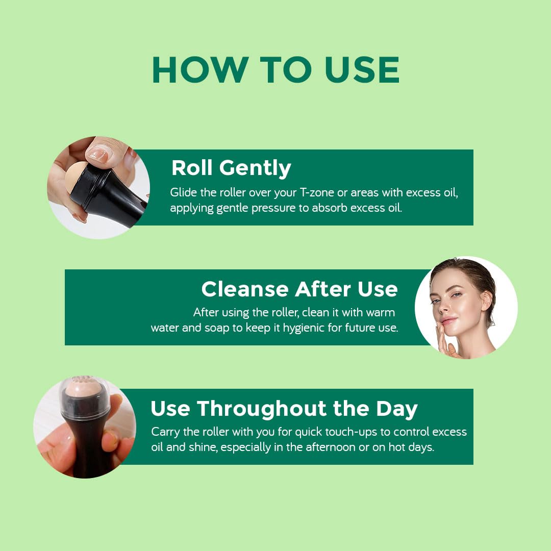 Moody Instamatte Mattifying Oil-Absorbing Volcanic Roller, Reusable Facial Skincare Tool Oil Control Roller for Oily Skin Care, Mattifying Face Roller