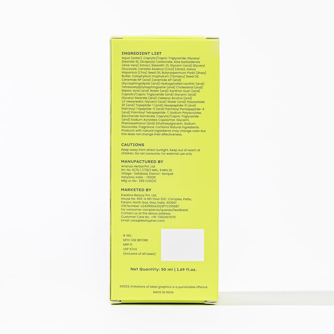 Hyphen Barrier Care Face Cream for Normal & Dry Skin | Peptides & Ceramides Face Moisturizer That Strengthens Skin Barrier & Heals Dry Skin| Deep Moisturizing Face Cream for Men & Women | 50Ml