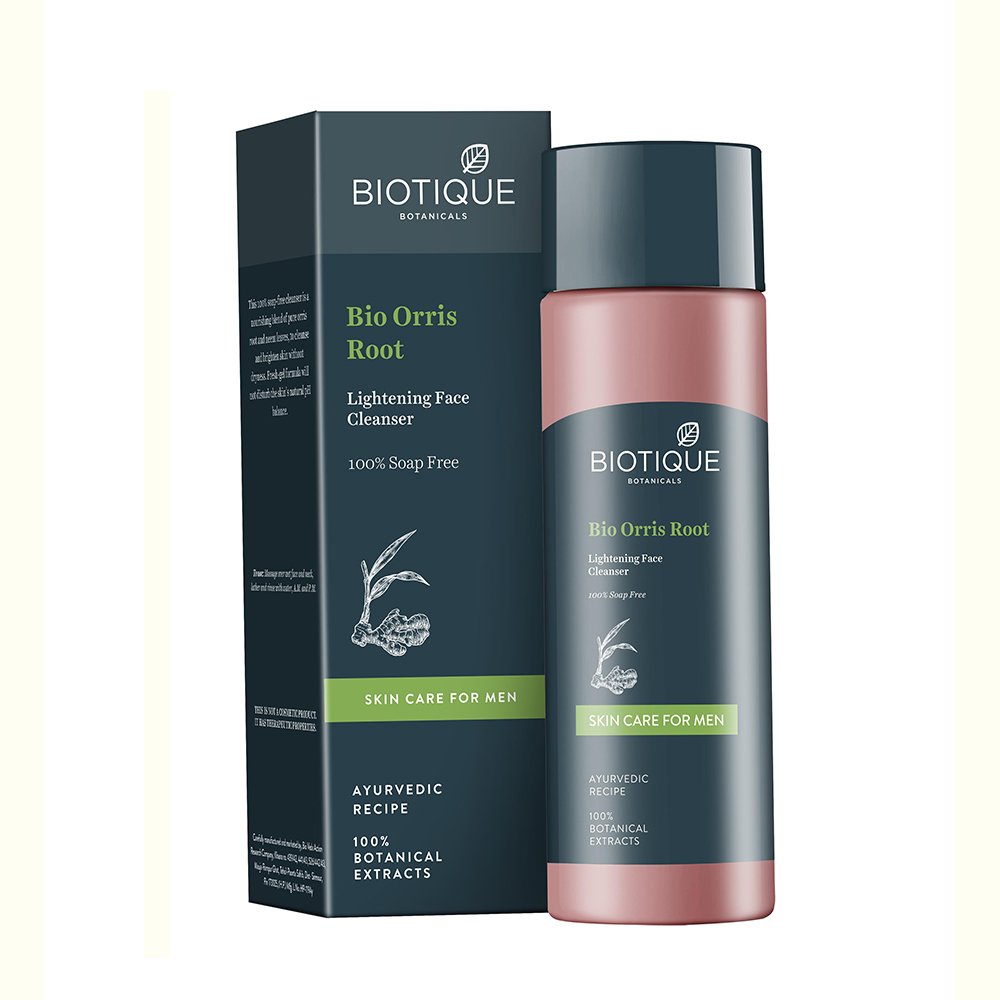 Biotique Bio Neem Purifying Face Wash, 200ml & Bio Orris Root Lightening Face Cleanser For Men, 100% Soap Free, 120ml