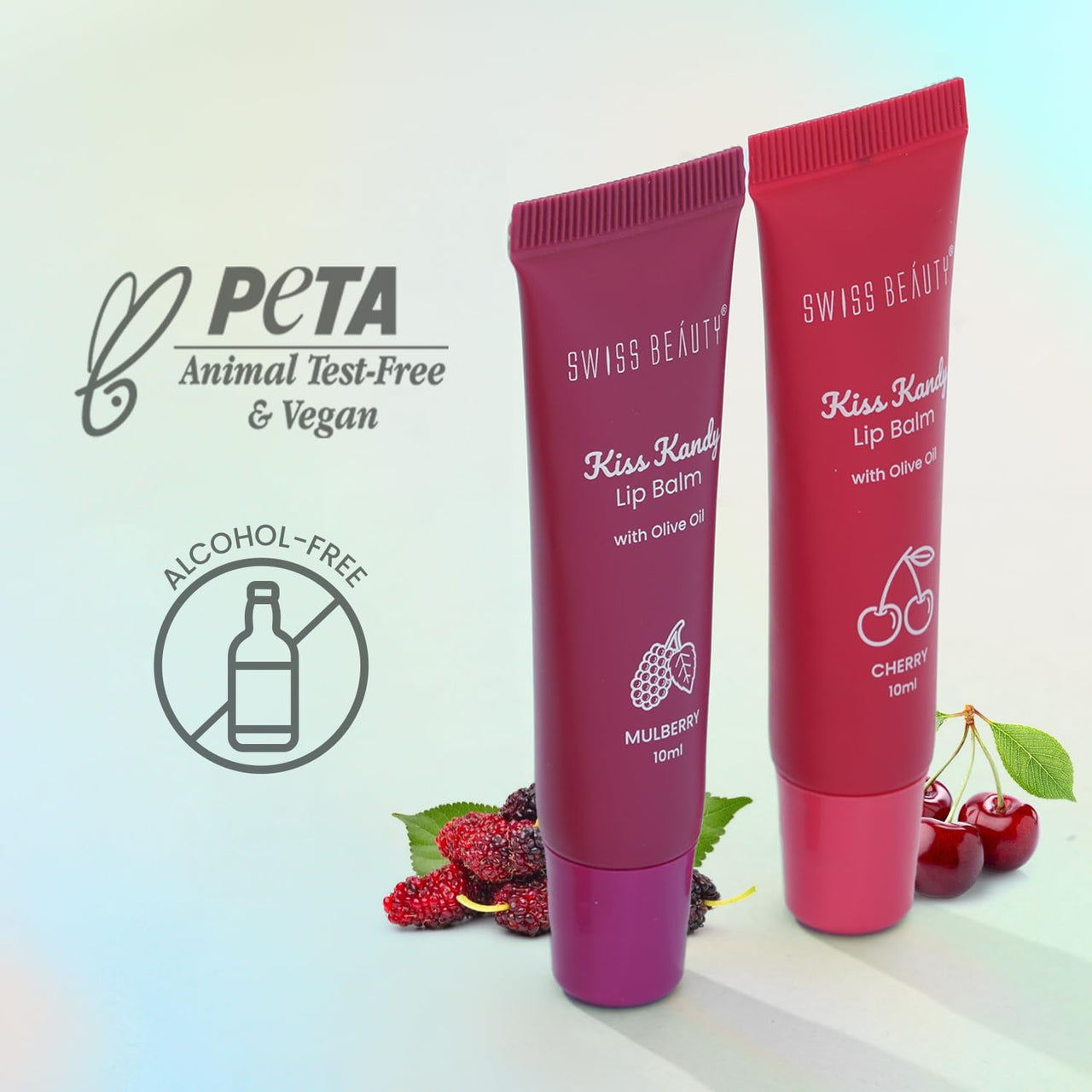 Swiss Beauty Kiss Kandy Lip Balm with Olive Oil | Moisturising | Non-Sticky | Soft & Smooth Lips | Shade - Cherry, 10ml