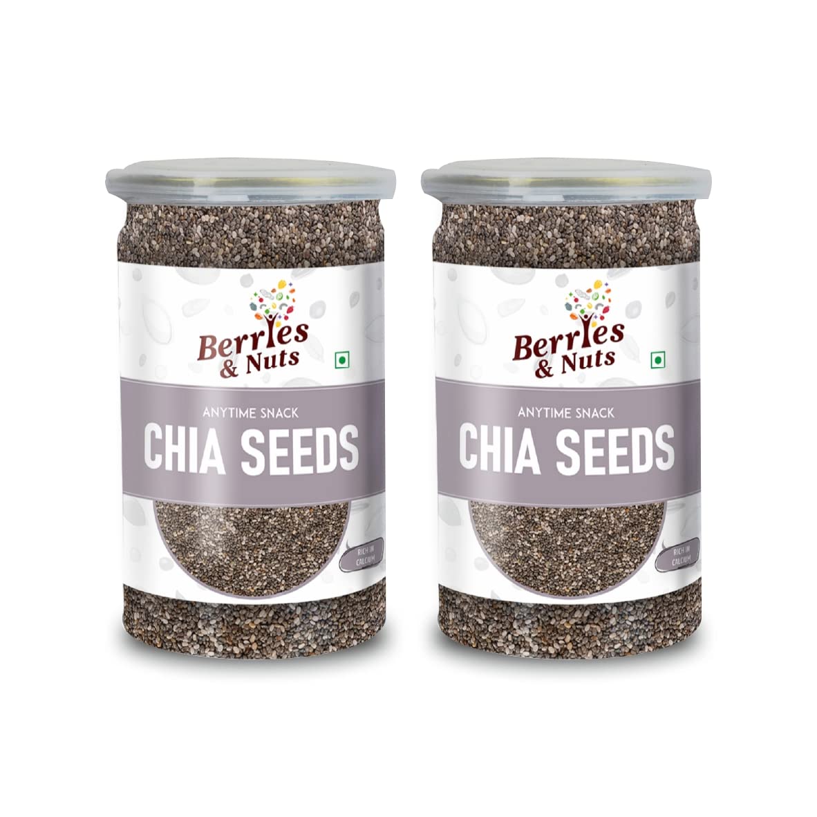 Berries And Nuts Premium Raw Chia Seeds | 500 Grams | 2 Bottle of 250 Grams