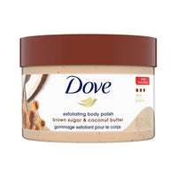 Dove Exfoliating Body Polish Scrub Dry Skin Brown Sugar & Coconut Butter,Gently Exfoliates & Moisturizes Instant Soft & Smooth Skin,Naturally Derived Ingredients,Sulfate-Free,Coconut Scent,298G