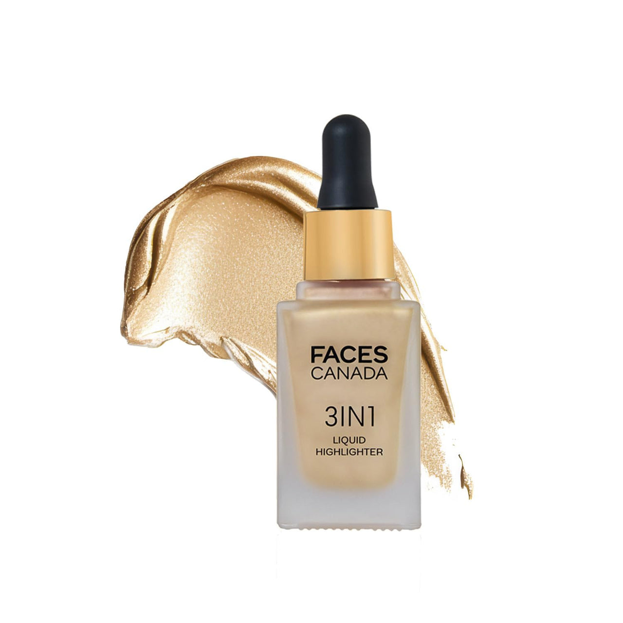 FACES CANADA 3 in 1 Liquid Highlighter – Gold 01, 18ml | Primer | Highlighter | Strobe Serum | Luminous Finish | Lightweight Formula | Hydrating | Long Lasting Glow | Easily Blendable