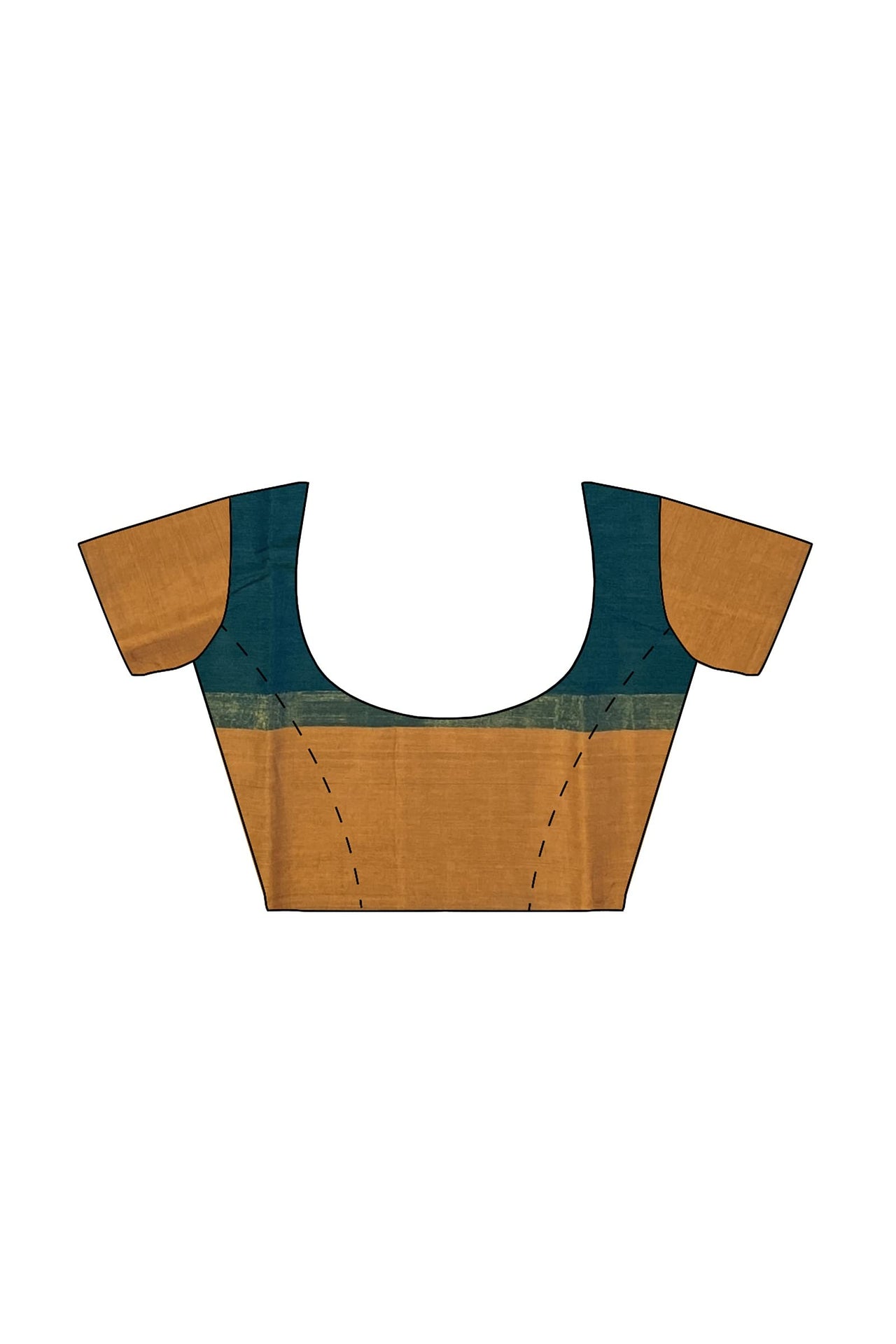 SENSAN Women’s Handloom Kanchi Cotton Saree with Blouse Piece [SKU:430] Light Beige×Navy Blue