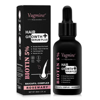 Vagmine Hair Growth Serum Plus With Biotin 5% & Rosemary - 60ml | Natural Treatment for Stronger, Thicker Hair | Promotes Healthy Hair Growth | Nourishes Scalp & Helps in Reduces Hair Fall