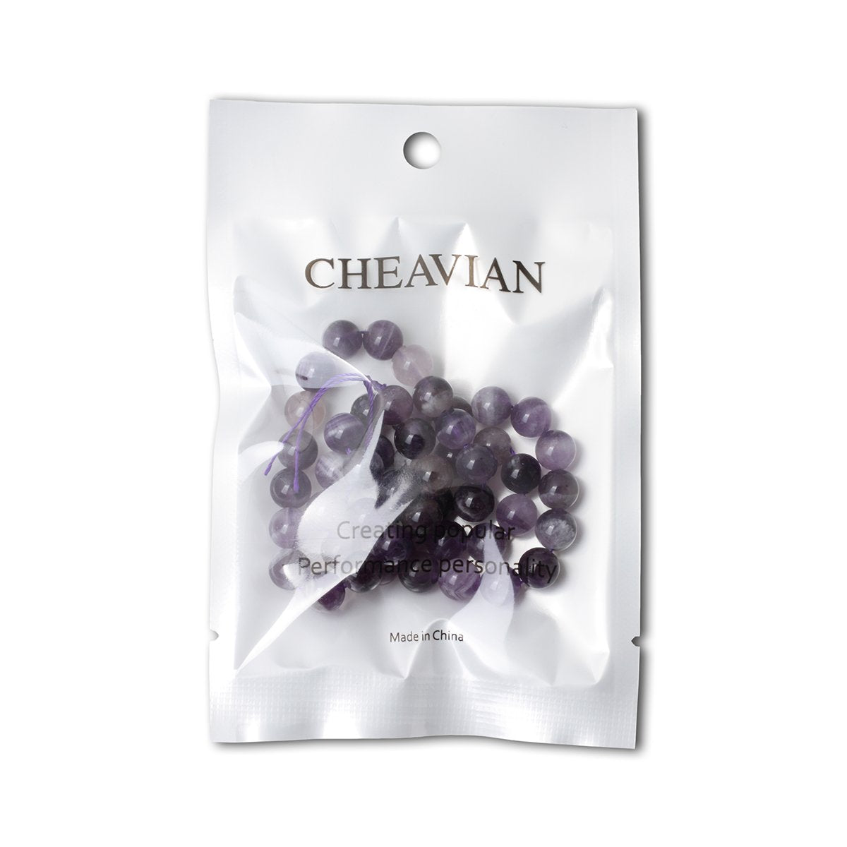 CHEAVIAN 45PCS 8mm Natural Dog Teeth Amethyst Gemstone Round Loose Beads Crystal Energy Stone Healing Power for Jewelry Making 1 Strand 15"