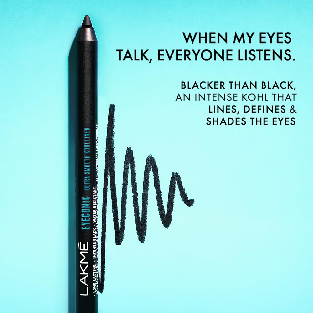 Lakmé Eyeconic Ultra Smooth Natural Kohl Liner Pencil, 1.2 G, Black