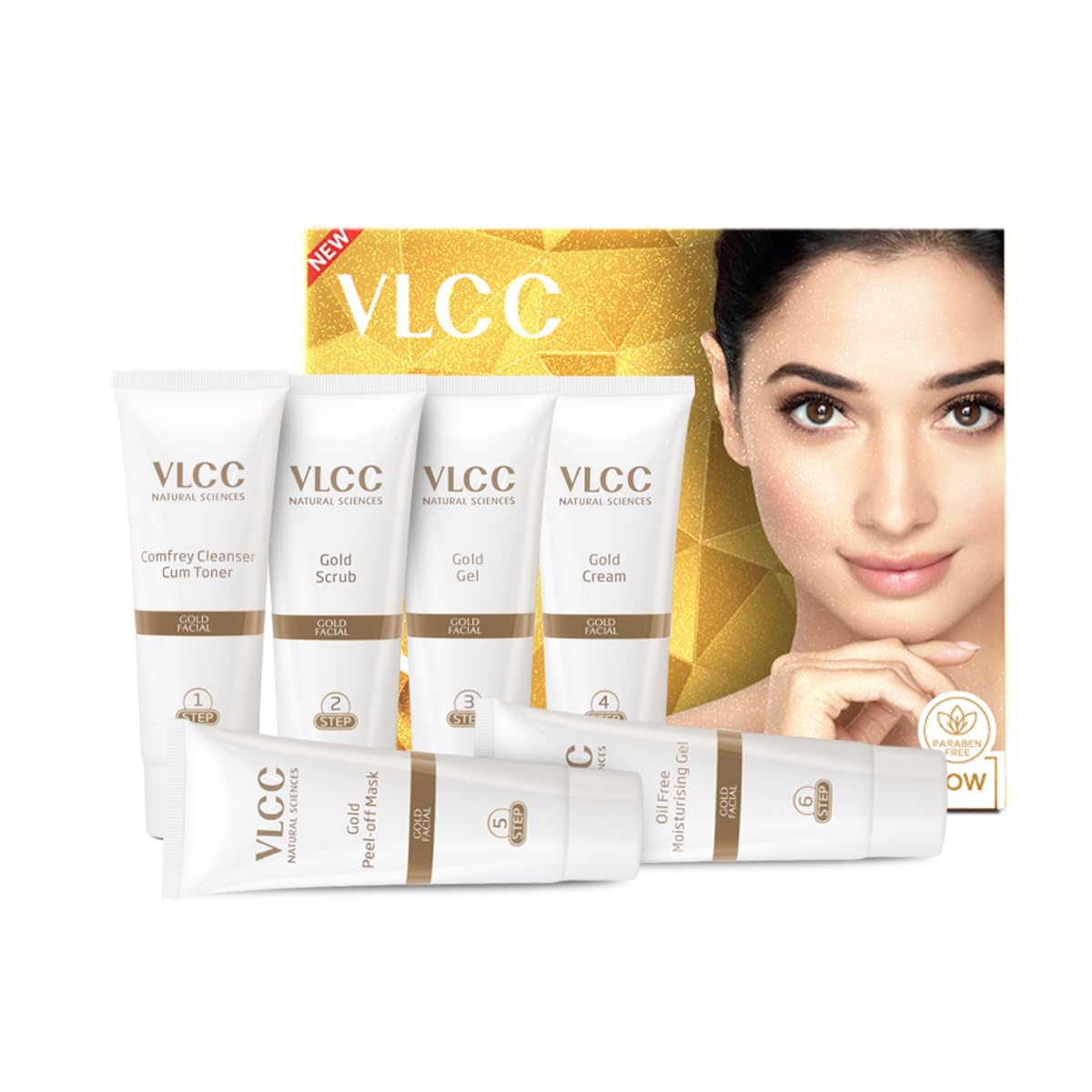 VLCC Gold Facial Kit, Bright & Glowing Skin - 60g X 2 (Pack of 2) | Pamper your Skin for a Luminous Glow | Parlour Glow with 24K Gold Bhasma, Rose Extracts, Turmeric & Aloe Vera.