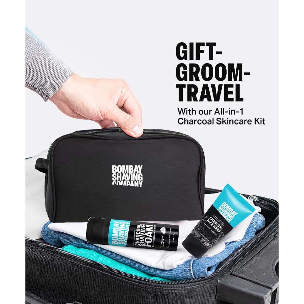 Bombay Shaving Company Valentine's  Day Gift Kit For Men|Activated Charcoal Facial Kit|Charcoal Face Wash, 100 Gm, Charcoal Face Scrub, 100 Gm, Neem & Charcoal Soap, 75Gm, Charcoal Peel Off Mask, 100Gm