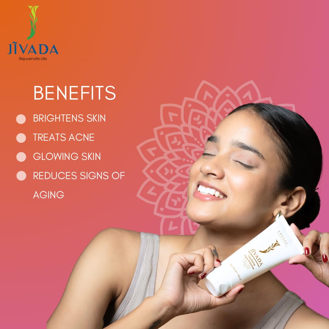 Jivada Sulphate & Paraben-Free Face Wash Cleanser with Salicylic Acid, Rice Water & 20 more ingredients| Brightens Skin, Controls Sebum, Anti-Acne | Acts as Anti-Aging| For Men & Women | Dermatologist Tested | 100ml