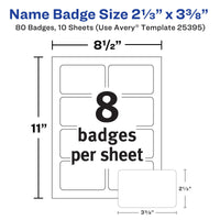 Avery Flexible Printable Name Tags, 2-1/3