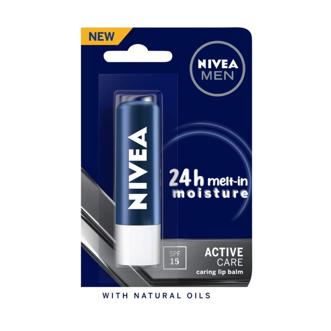 NIVEA Men 24 H melt-in mpisture Active Care clearing Lip Balm, SPF 15 & NIVEA Lip Balm, Fruity Strawberry Shine,4.8 g (Pack of 2)