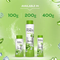 POND'S Aloe Cooling Powder, 400g, for Comfortable and Cool Skin in Summer, with Goodness of Aloe, 3X Instant Cooling, Long-Lasting Fragrance