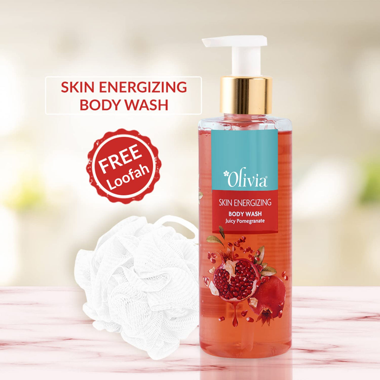 Olivia Body Wash, Skin Energizing Shower Gel With Juicy Pomegranate 250Ml - Free From Paraben, Silicone, Harmful Chemicals